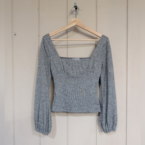 Lovers‎ + Friends Blakely Grey Balloon Sleeve Sweater Milkmaid Coquette Dainty - Picture 4 of 11